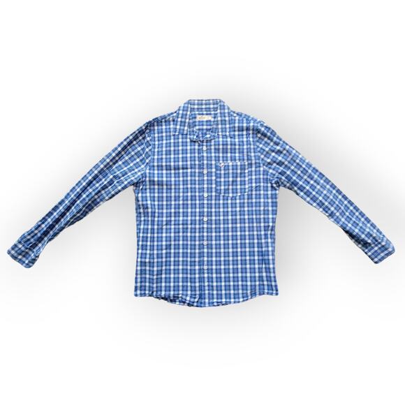 Hollister Blue/White Plaid Long Sleeve Casual Button Down Shirt Men Sz L - Picture 3 of 4